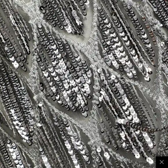 Lulus NWT On The Dance Floor Gray Sequin Front Shirt Sleeve Soft Dress Size L - Picture 7 of 12